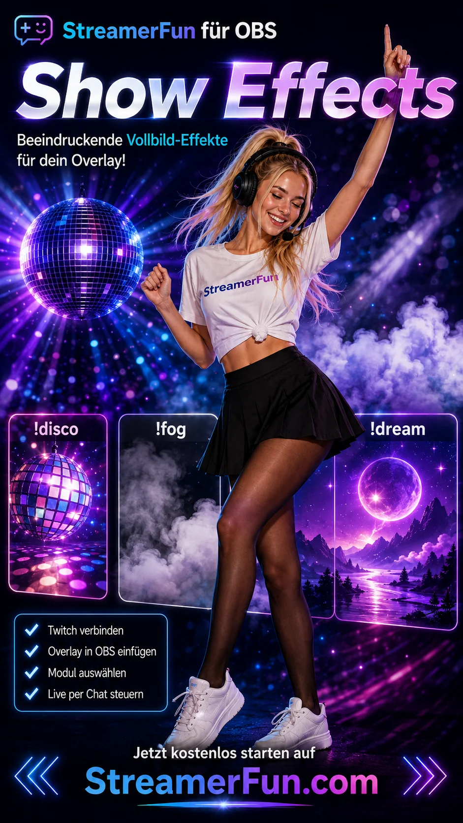 Show Effects – Disco, Nebel und Dream als Vollbild-Effekte im OBS Overlay